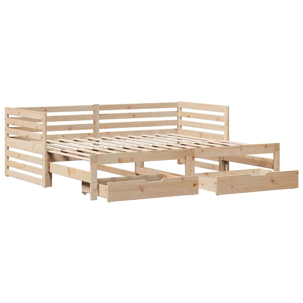 vidaXL Slaapbank met lades 90x200 cm massief grenenhout afbeelding