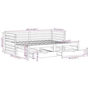 Válenda se zásuvkami 90 x 200 cm masivní borovice - obrázek 12