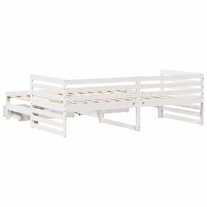 Válenda se zásuvkami bílá 90 x 200 cm masivní borovice - obrázek 8