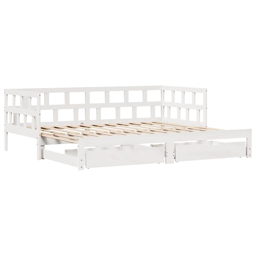vidaXL Slaapbank met onderschuifbed/lades zonder matras 90x200 cm wit afbeelding