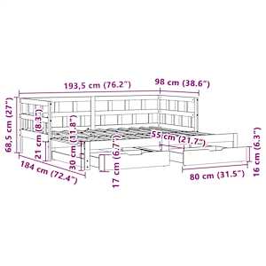 Válenda s přistýlkou a zásuvkami bez matrace 90x190 cm - obrázek 12