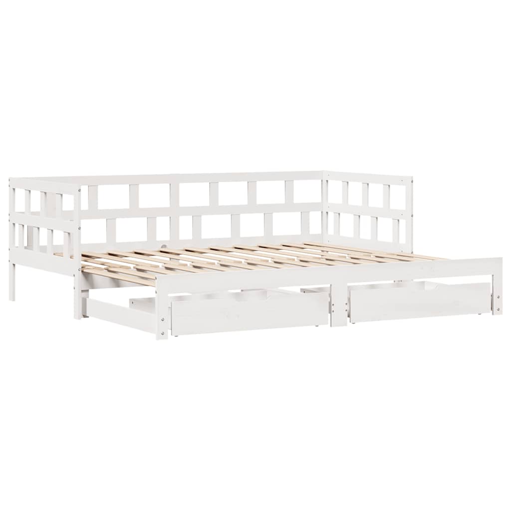 vidaXL Slaapbank met onderschuifbed/lades zonder matras 80x200 cm wit afbeelding