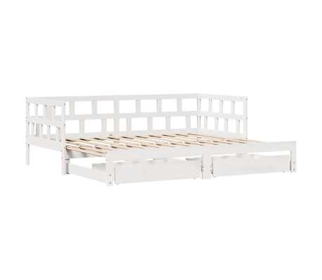 vidaXL Lit de jour avec gigogne et tiroirs sans matelas blanc 90x190cm