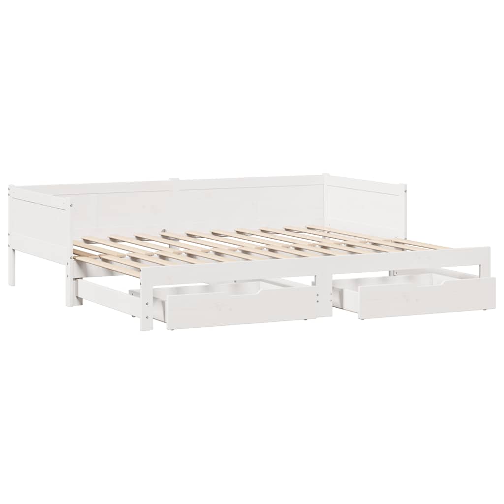 vidaXL Slaapbank met onderschuifbed/lades zonder matras 80x200 cm wit afbeelding