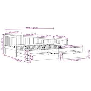 Válenda s přistýlkou a zásuvkami bez matrace bílá 80x200 cm - obrázek 12