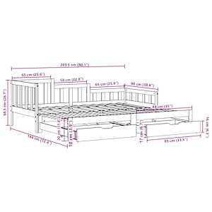 Válenda s přistýlkou a zásuvkami bez matrace bílá 90x200 cm - obrázek 12
