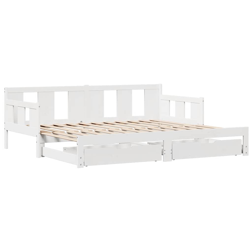 vidaXL Slaapbank met onderschuifbed/lades zonder matras 90x200 cm wit afbeelding