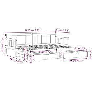 Válenda s přistýlkou a zásuvkami bez matrace bílá 80x200 cm - obrázek 12