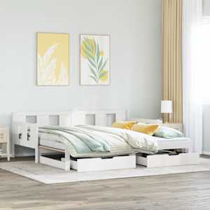 Válenda s přistýlkou a zásuvkami bez matrace bílá 90x190 cm - obrázek 1