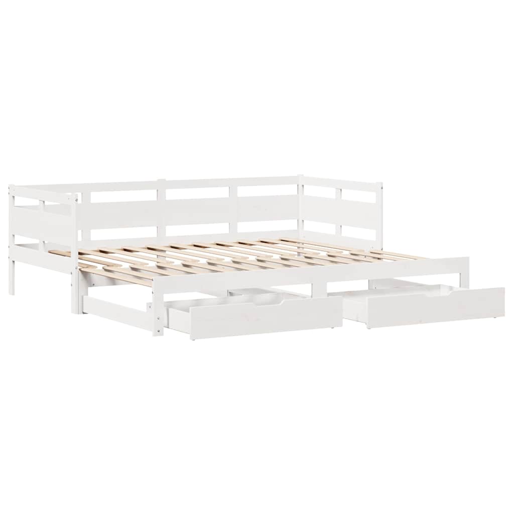 vidaXL Slaapbank met onderschuifbed/lades zonder matras 90x200 cm wit afbeelding
