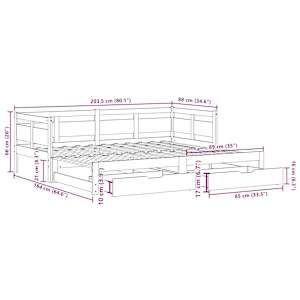 Válenda s přistýlkou a zásuvkami bez matrace bílá 80x200 cm - obrázek 12