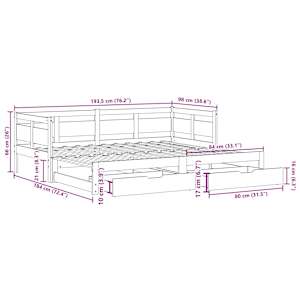Válenda s přistýlkou a zásuvkami bez matrace bílá 90x190 cm - obrázek 12