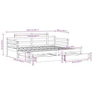 Válenda s přistýlkou a zásuvkami bez matrace bílá 90x200 cm - obrázek 12