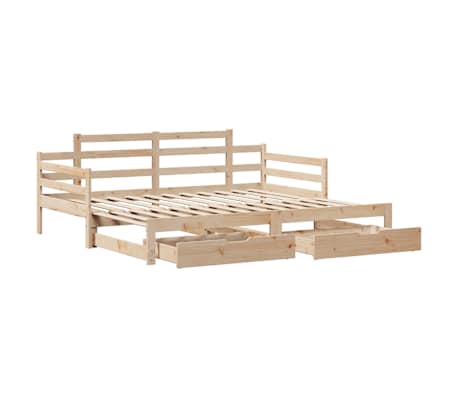 vidaXL Slaapbank met onderschuifbed en lades zonder matras 80x200 cm