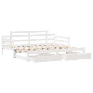 Válenda s přistýlkou a zásuvkami bez matrace bílá 80x200 cm - obrázek 3