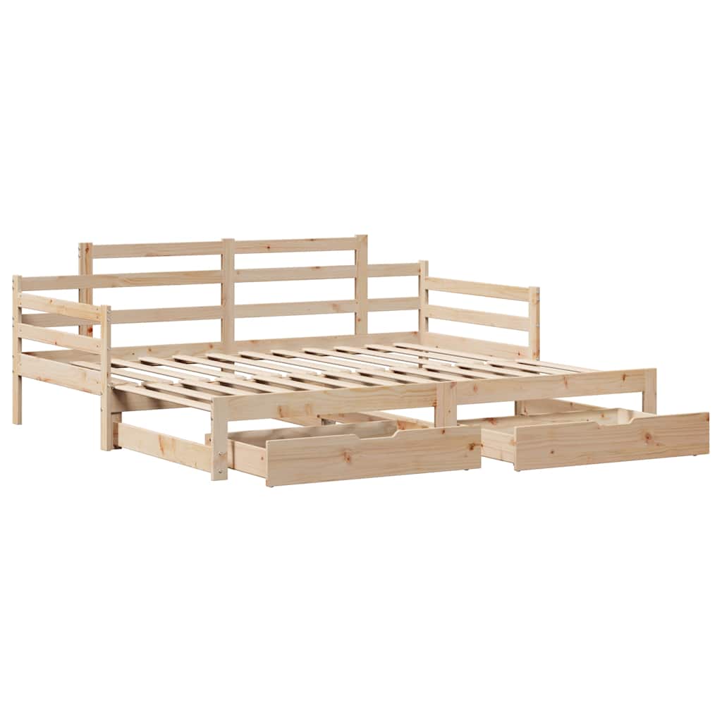 vidaXL Slaapbank met onderschuifbed en lades zonder matras 90x190 cm afbeelding