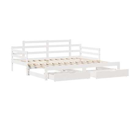 vidaXL Lit de jour avec gigogne et tiroirs sans matelas blanc 90x190cm