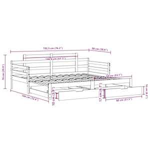 Válenda s přistýlkou a zásuvkami bez matrace bílá 90x190 cm - obrázek 12