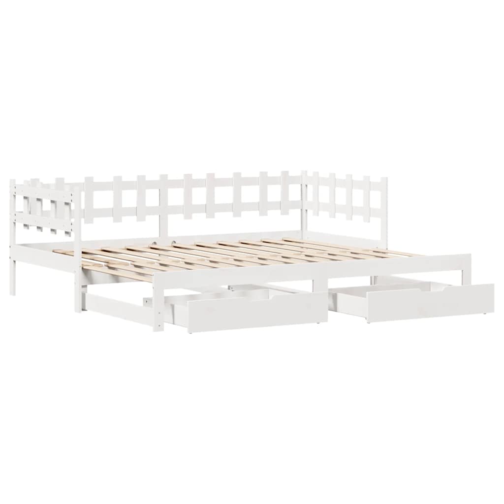 vidaXL Slaapbank met onderschuifbed/lades zonder matras 80x200 cm wit afbeelding