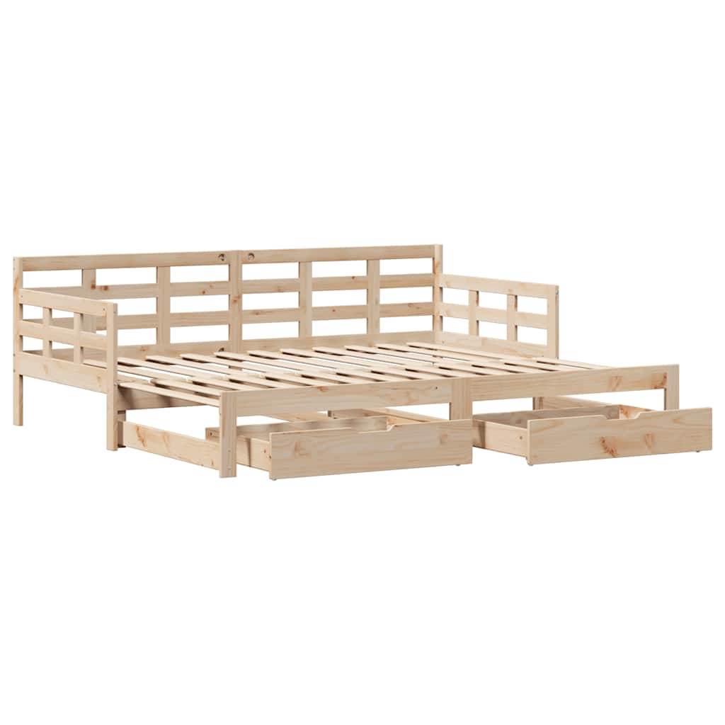 vidaXL Slaapbank met onderschuifbed en lades zonder matras 90x190 cm afbeelding