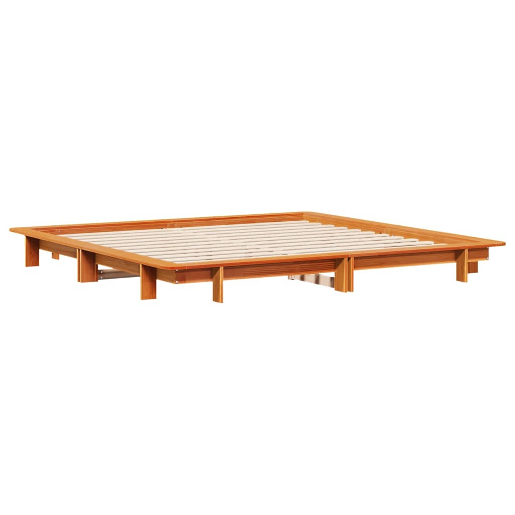 vidaXL Bedframe zonder matras massief grenenhout wasbruin 180x200 cm afbeelding
