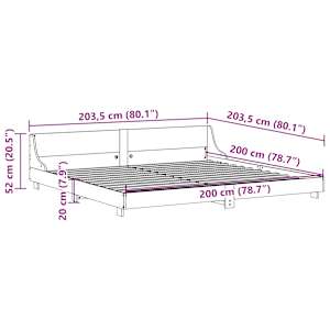 Postel bez matrace bílá 200 x 200 cm masivní borovice - obrázek 9