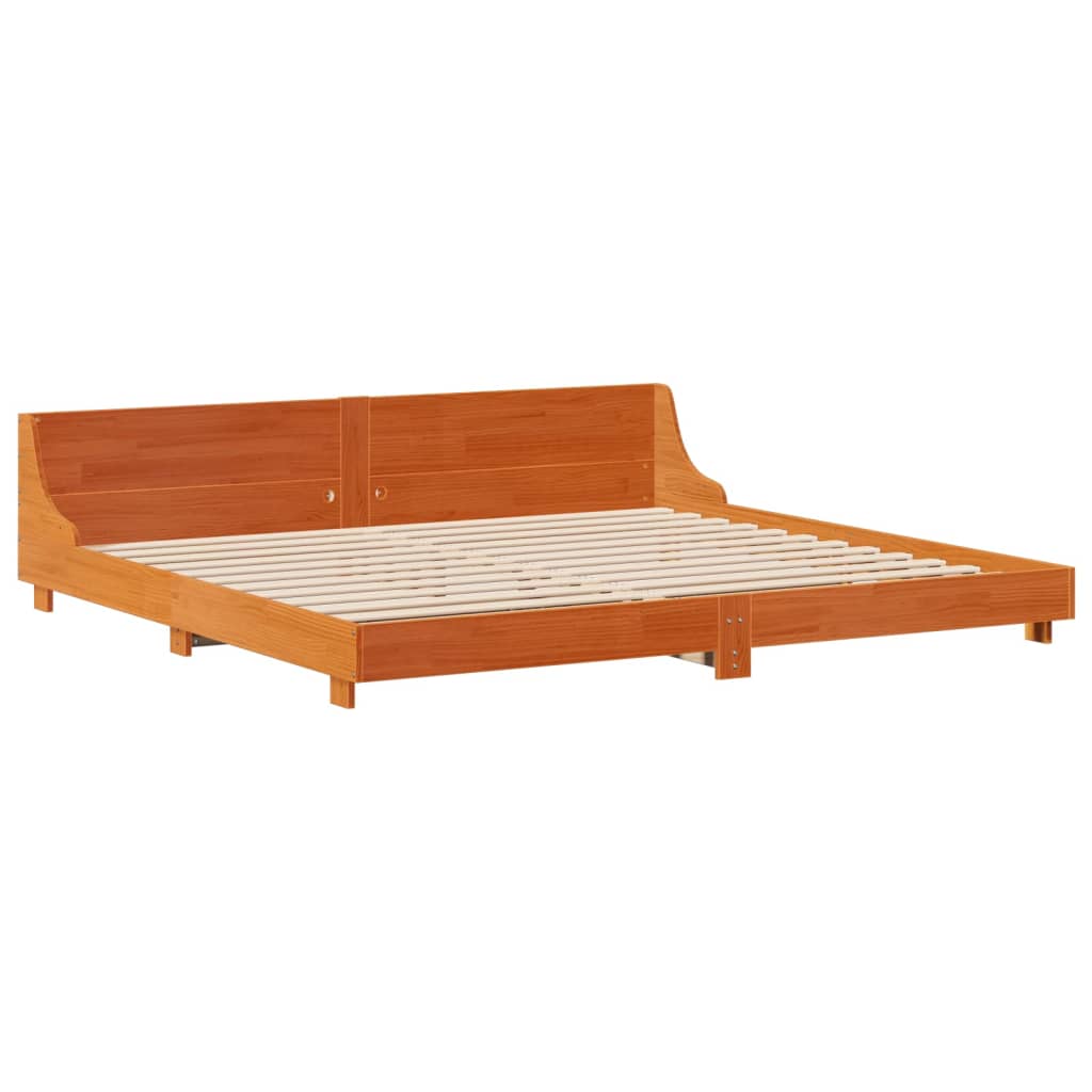 vidaXL Bedframe zonder matras massief grenenhout wasbruin 200x200 cm afbeelding