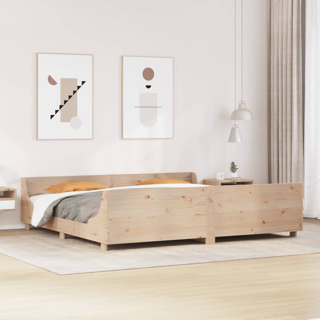 Sengeramme Uden Madras Massivt Fyrretræ - Naturfarvet / 200 x 200 cm