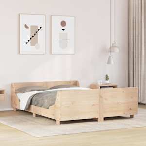 Posteljni okvir brez vzmetnice 150x200 cm trdna borovina