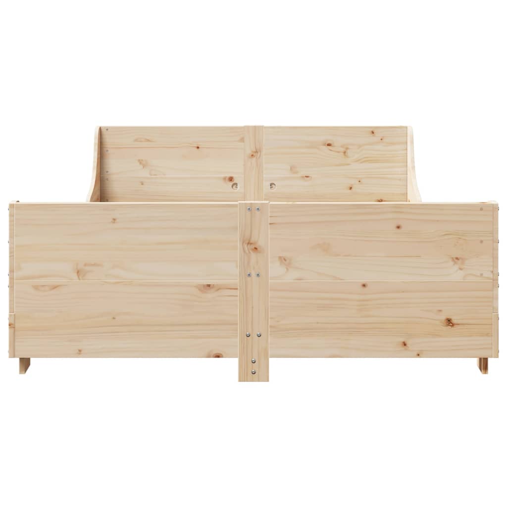 vidaXL Bedframe zonder matras massief grenenhout 140x190 cm bruin, foto 4