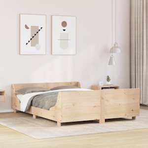 Posteljni okvir brez vzmetnice 140x190 cm trdna borovina