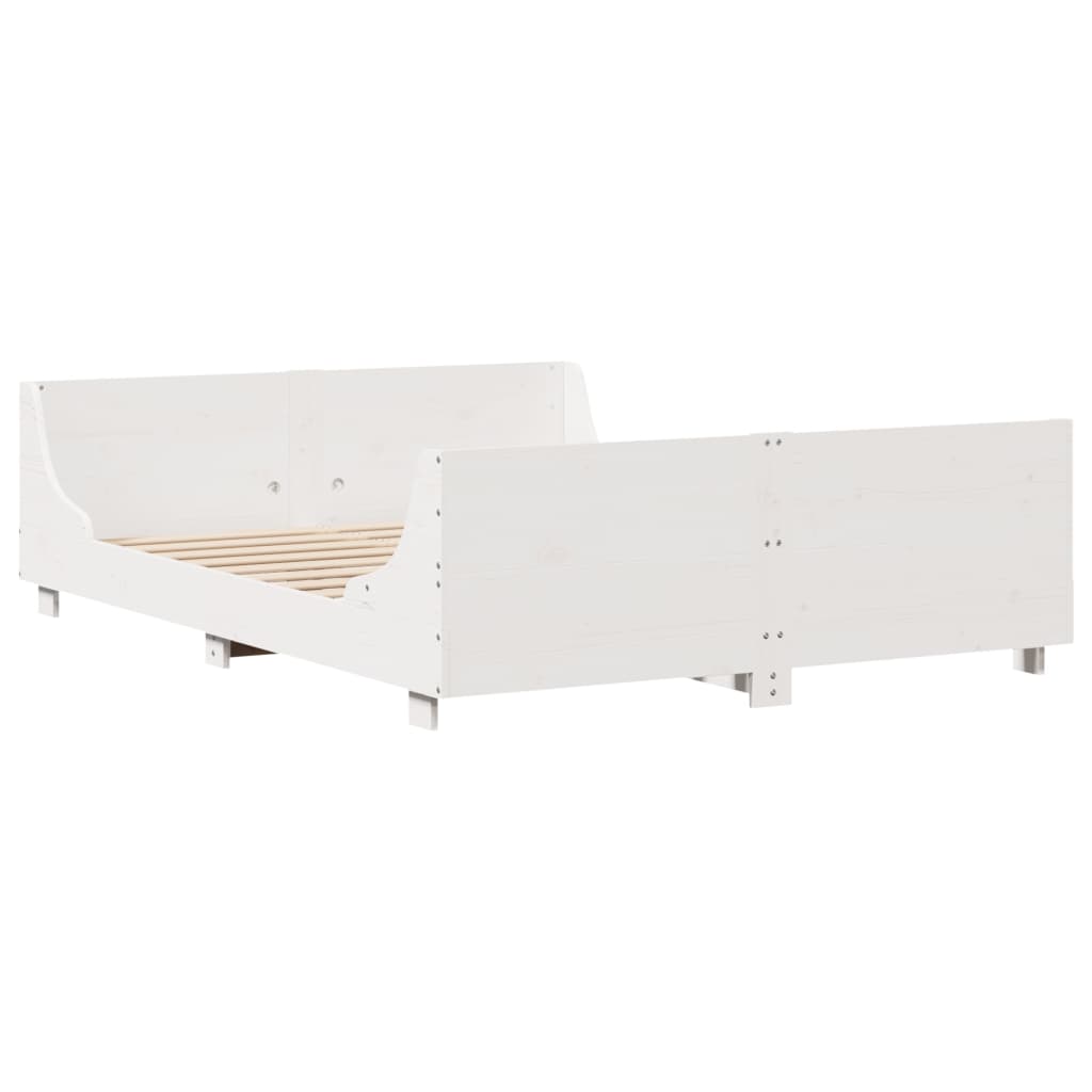 vidaXL Sängynrunko ilman patjaa valkoinen 140x190 cm täysi mänty