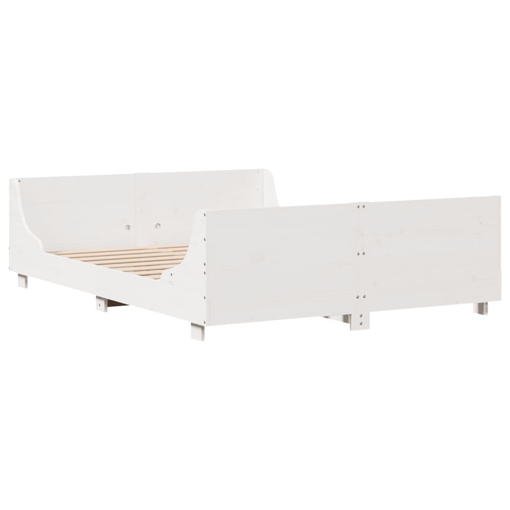 vidaXL Bedframe zonder matras massief grenenhout wit 135x190 cm afbeelding
