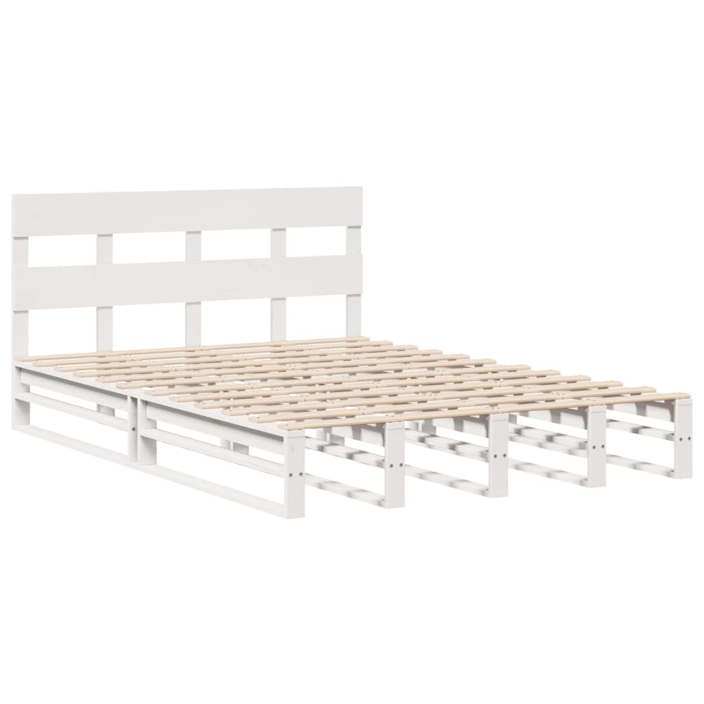 vidaXL Bedframe zonder matras massief grenenhout wit 150x200 cm afbeelding