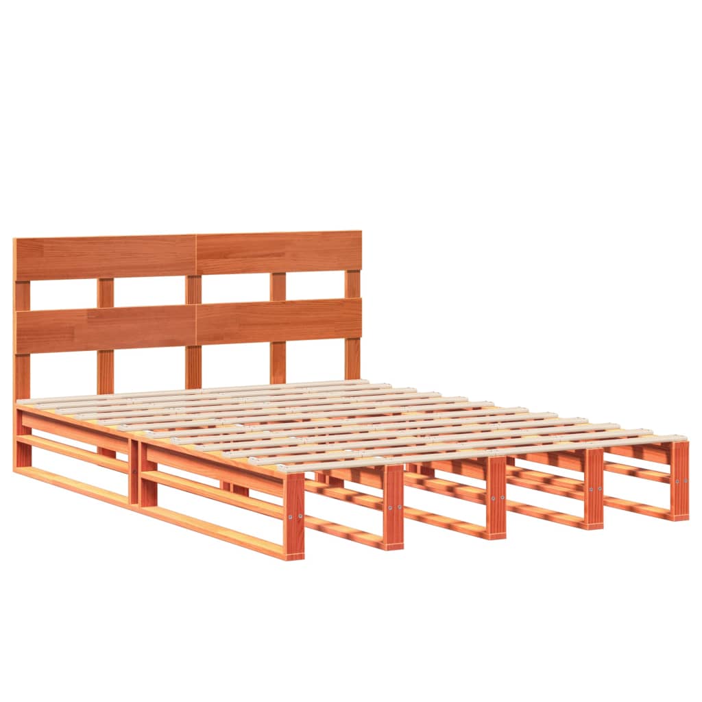 vidaXL Bedframe zonder matras massief grenenhout wasbruin 150x200 cm afbeelding