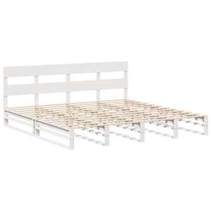 Postel bez matrace bílá 200 x 200 cm masivní borovice - obrázek 3