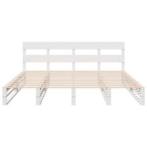 Postel bez matrace bílá 200 x 200 cm masivní borovice - obrázek 5