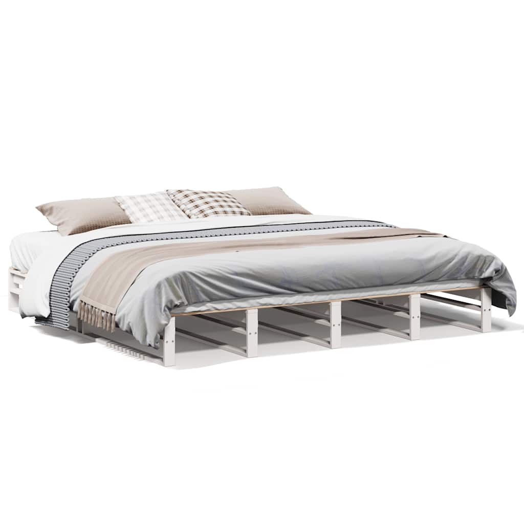 vidaXL Bedframe zonder matras massief grenenhout wit 200x200 cm, foto 3