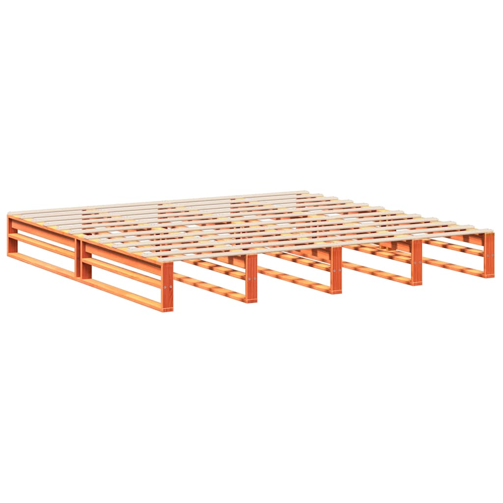 vidaXL Bedframe zonder matras massief grenenhout wasbruin 200x200 cm bruin, foto 2