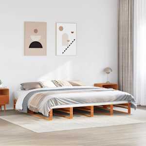 Postel bez matrace voskově hnědá 200 x 200 cm masivní borovice - obrázek 1
