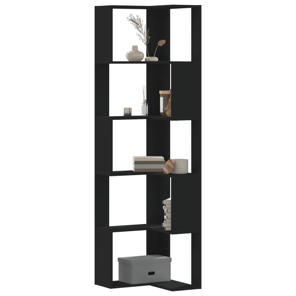 vidaXL Bibliotecă 5 niveluri negru 50x50x179cm lemn prelucrat