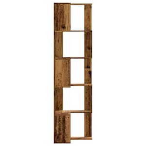 Rohová 5patrová knihovna old wood 50x50x179 cm kompozitní dřevo - obrázek 5