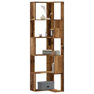 Rohová 5patrová knihovna old wood 50x50x179 cm kompozitní dřevo - obrázek 1