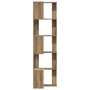 Rohová 5patrová knihovna dub artisan 50 x 50 x 179 cm kompozit - obrázek 4