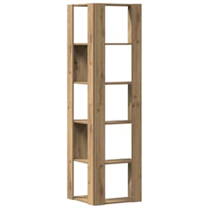 Rohová 5patrová knihovna dub artisan 50 x 50 x 179 cm kompozit - obrázek 6