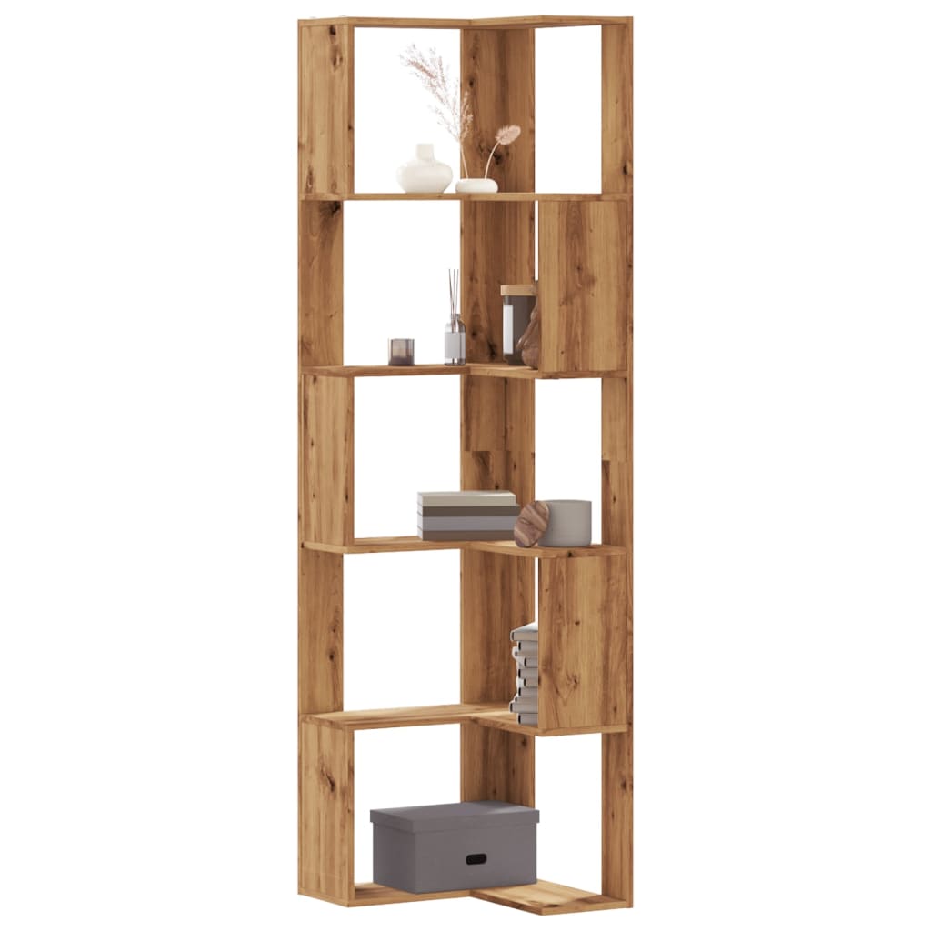 vidaXL Eck-Bücherregal 5 Böden Artisan-Eiche 50x50x179cm Holzwerkstoff