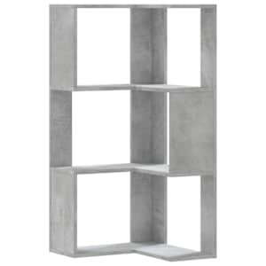 Rohová 3patrová knihovna betonově šedá 50x50x102 cm kompozit - obrázek 2
