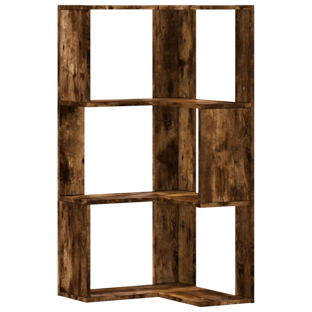 vidaXL Eck-Bücherregal 3 Böden Räuchereiche 50x50x102 cm Holzwerkstoff