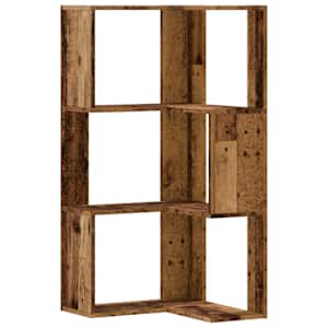 Rohová 3patrová knihovna old wood 50x50x102 cm kompozitní dřevo - obrázek 2