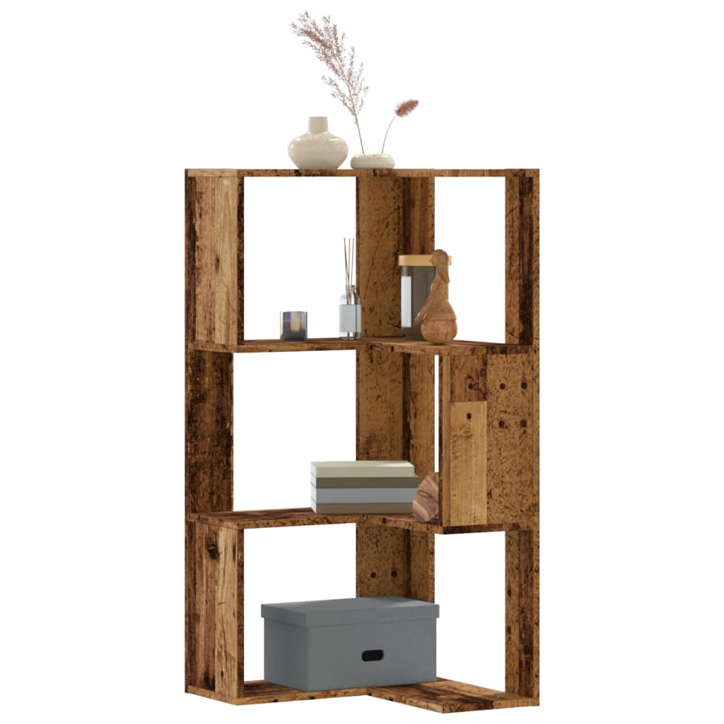 vidaXL Eck-Bücherregal 3 Böden Altholz-Optik 50x50x102cm Holzwerkstoff